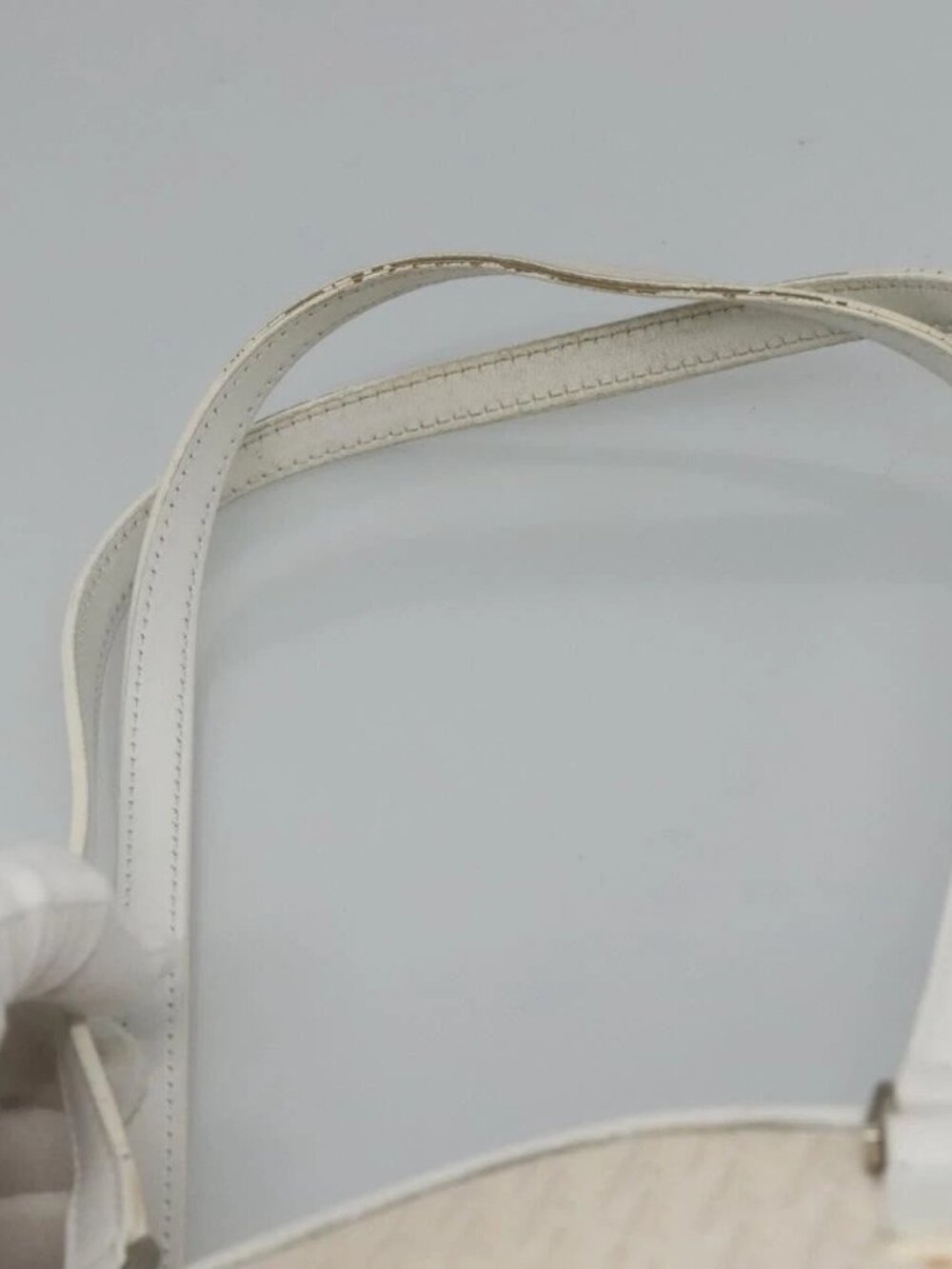 Christian Dior Trotter Canvas Tote Bag White Silver Auth mr1118V - Picture 9 of 16
